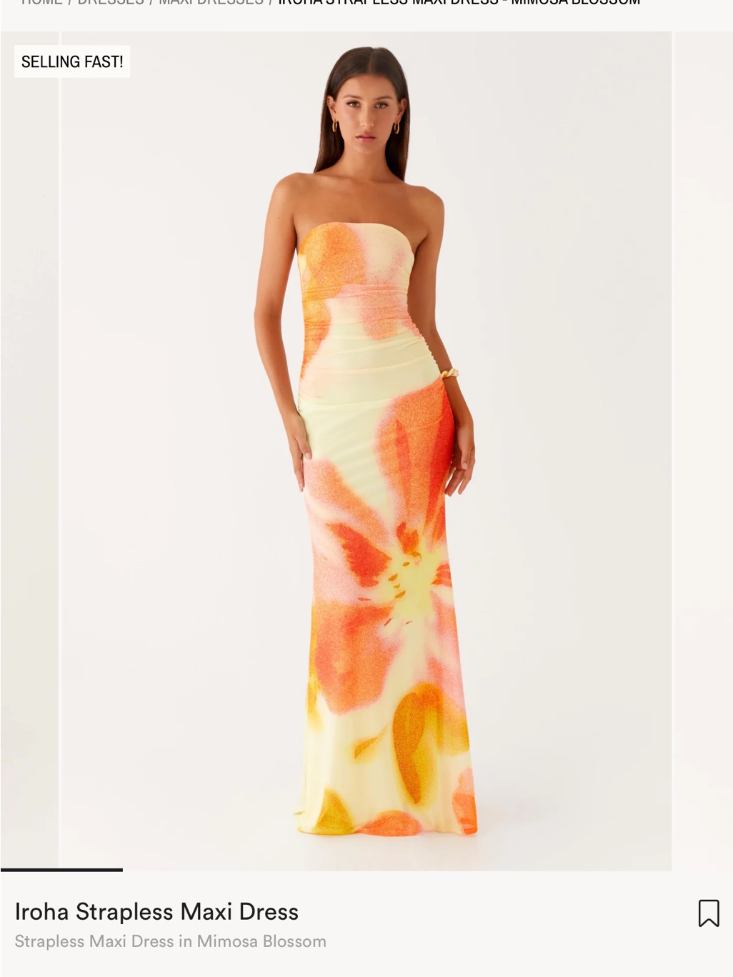 Strapless Maxi Dress In Mimosa Blossom - Orange & Yellow Floral - Iroha